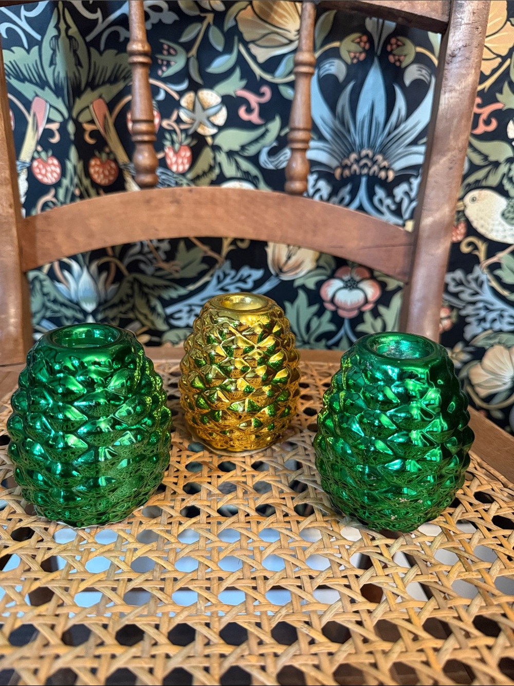 1995 Vintage Hermatige Pottery Pine Cone Ceramic Candle Holder Set of 3